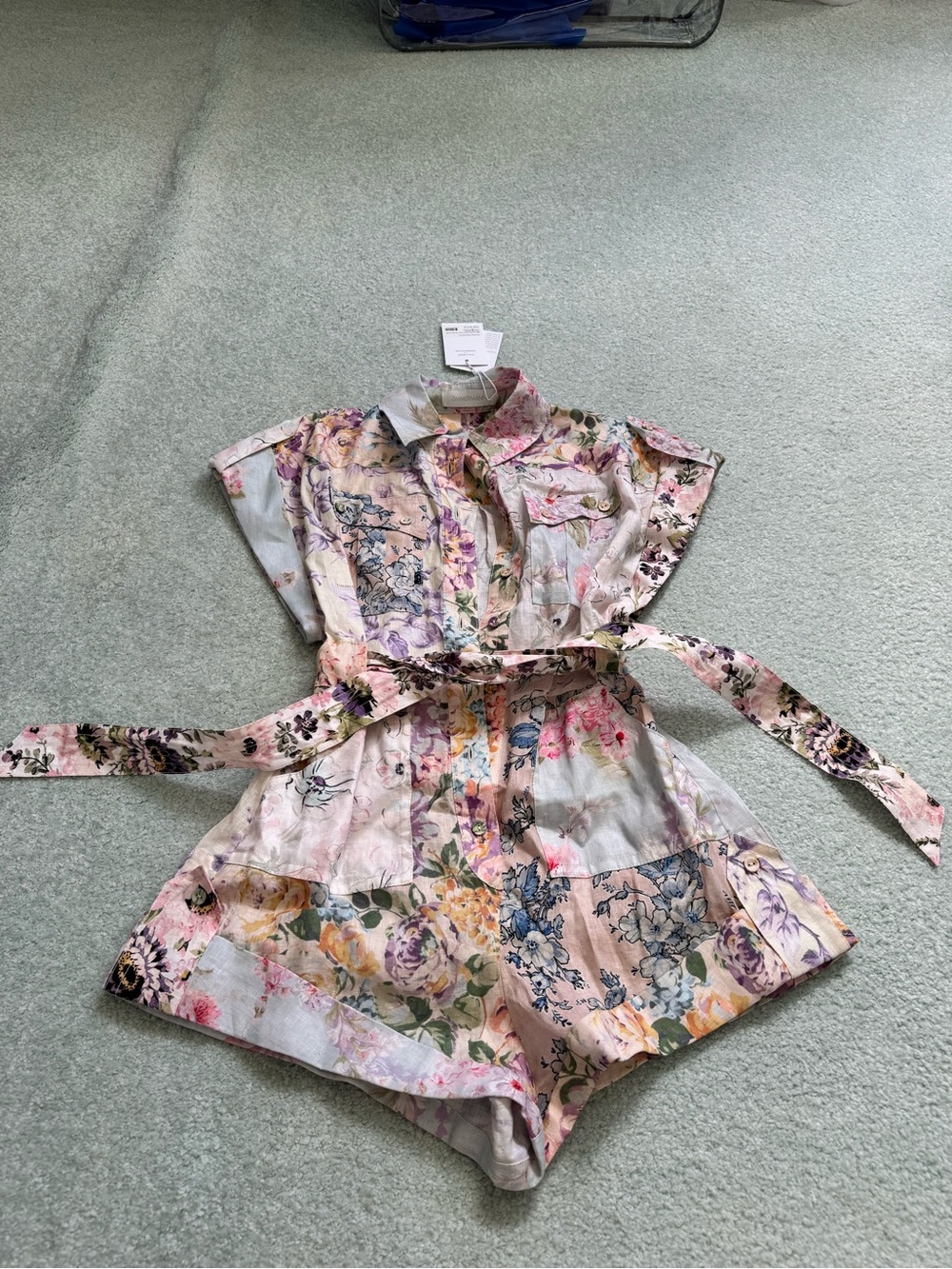 Zimmermann Halliday Cuffed Playsuit in Spliced - Picture 2 of 6